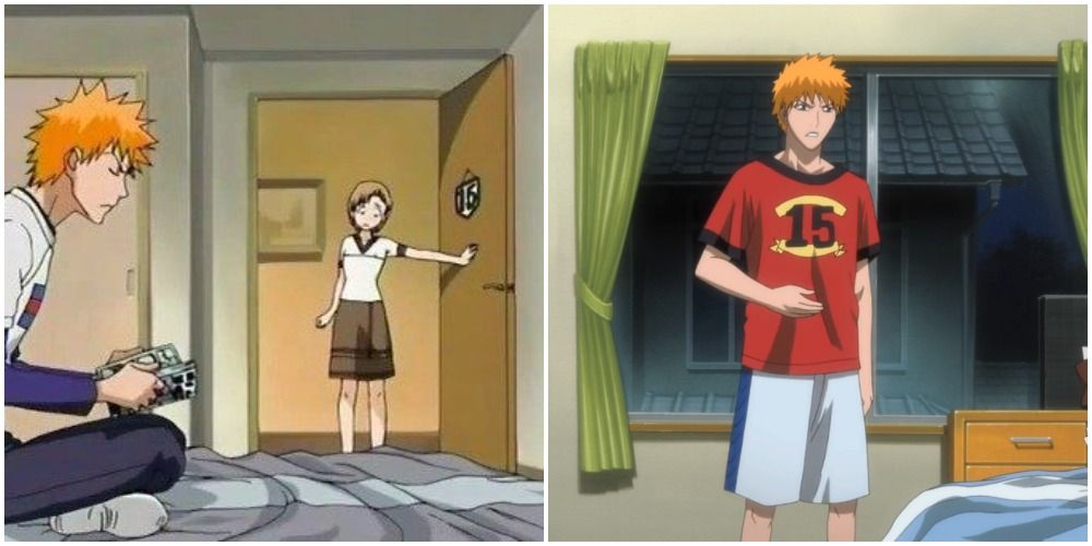 Yuzu Enters Ichigos Room And Ichigo Wearing 15 Shirt In Bleach Anime