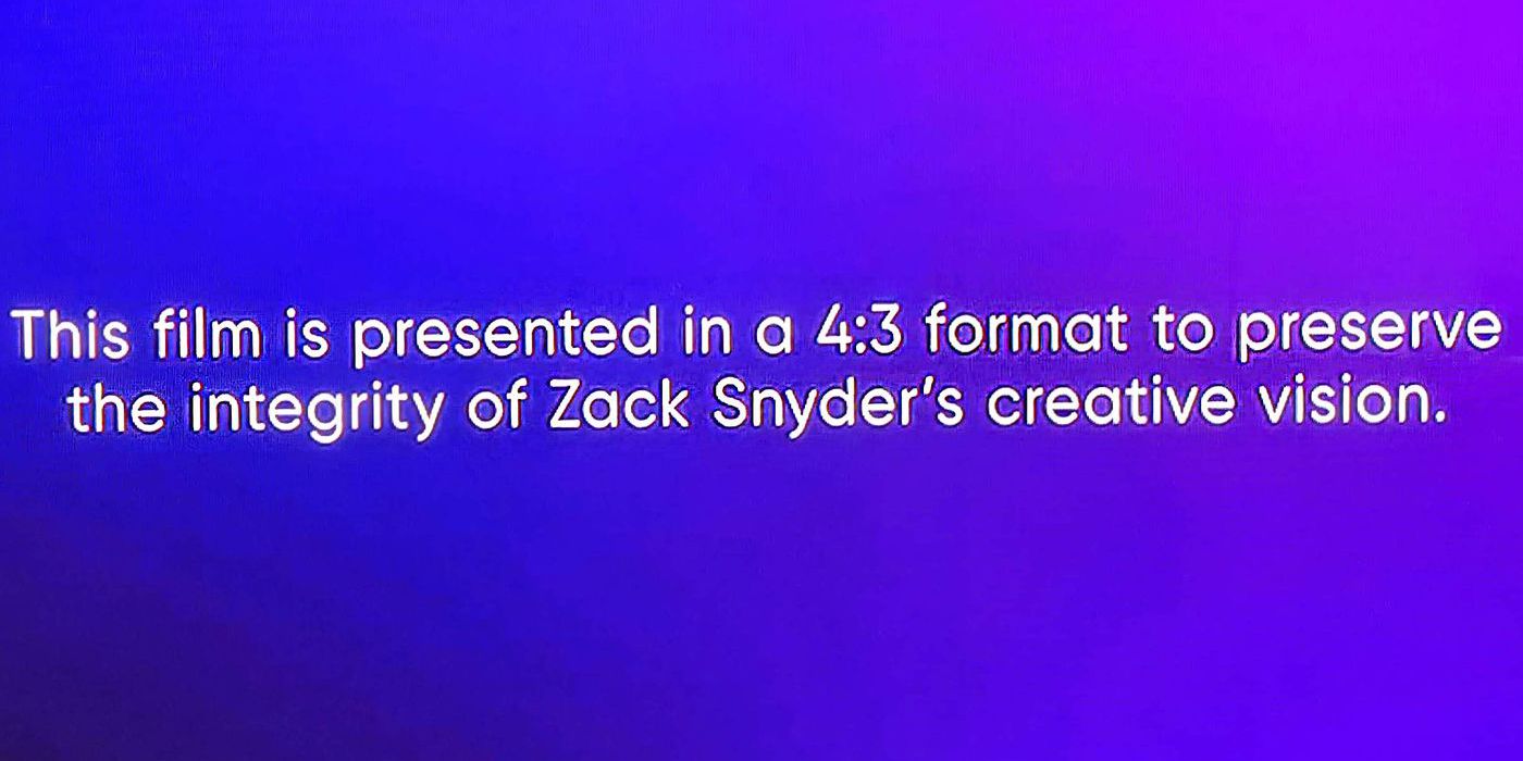 Zack Snyder's Justice League aspect ratio warning