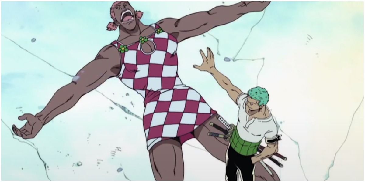 Zoro vs Miss Monday in One Piece.