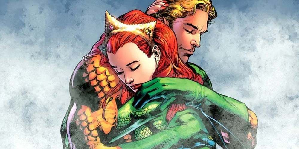 Aquaman and Mera embrace