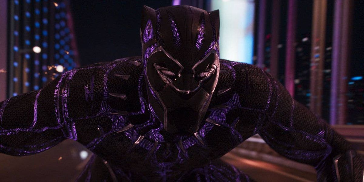 Mechanical black panther with purple laser lights on Craiyon