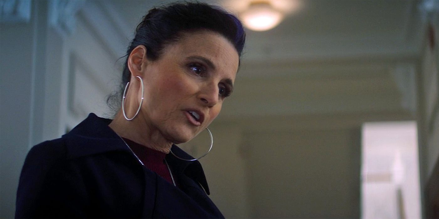 Julia Louis-Dreyfus in conversation during a scene in The Falcon and the Winter Soldier
