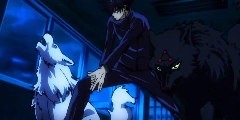 Megumi with his Demon Dogs in Jujutsu Kaisen.
