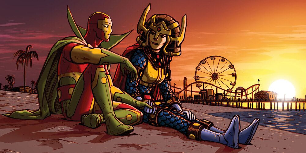 Mister Miracle and Big Barda enjoy a sunset
