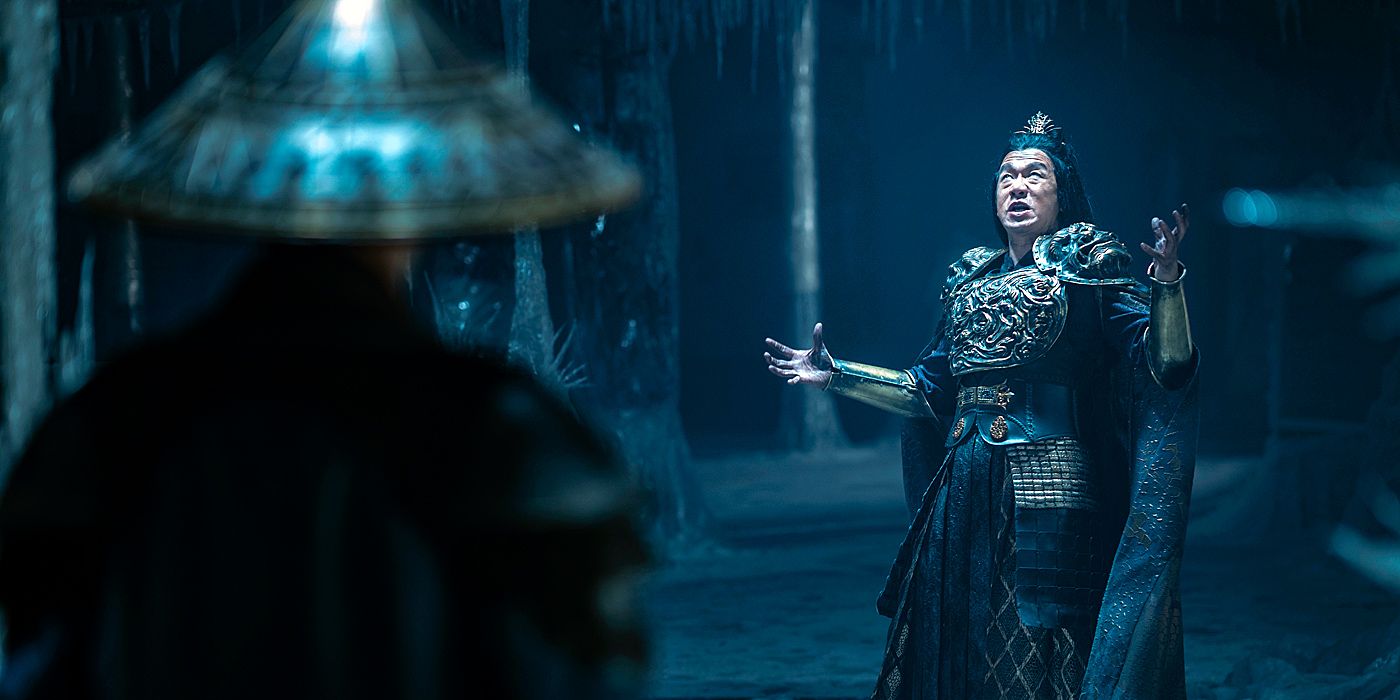 TADANOBU ASANO as Lord Raiden and CHIN HAN as Shang Tsung in Mortal Kombat (2021)
