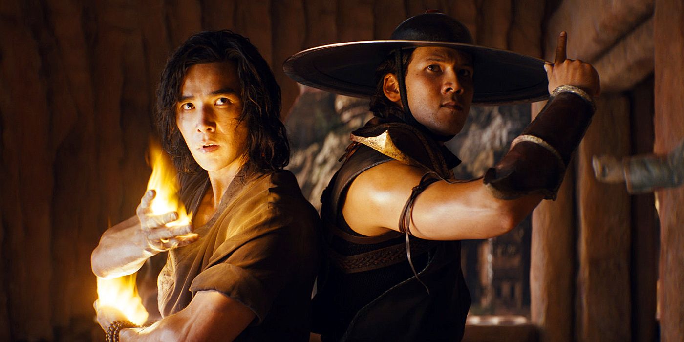 LUDI LIN as Liu Kang and MAX HUANG as Kung Lao in Mortal Kombat (2021)