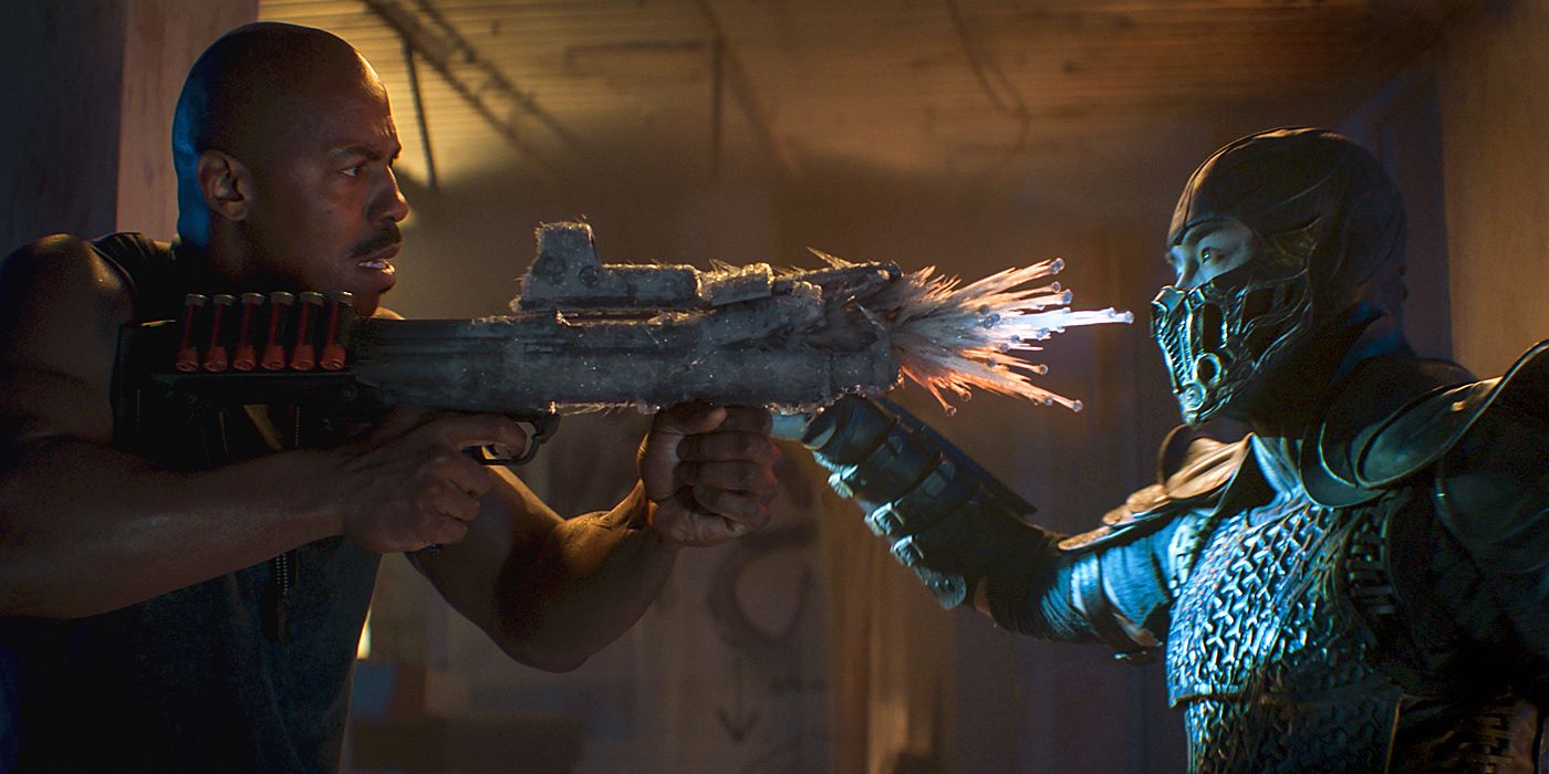 MEHCAD BROOKS as Major Jackson “Jax” Briggs and JOE TASLIM as Sub-Zero/Bi-Han in Mortal Kombat (2021)