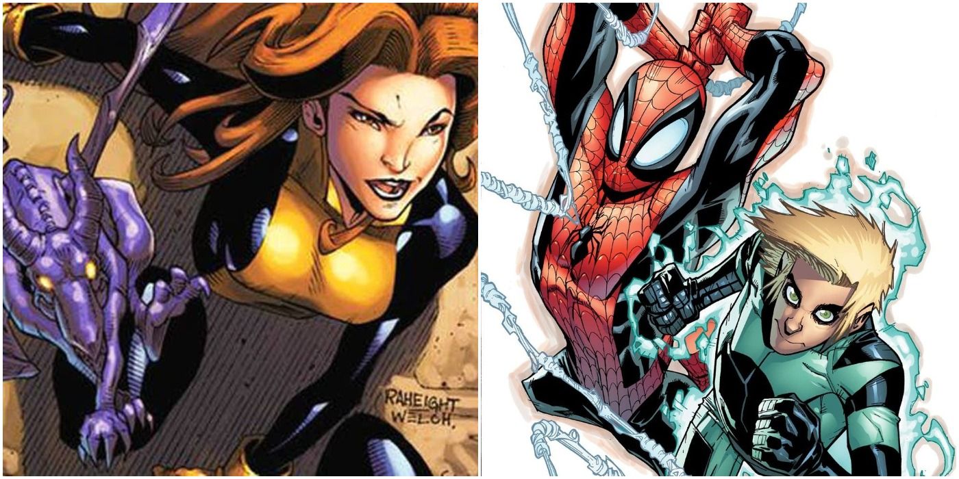 split image featuring spider-man's sidekick
