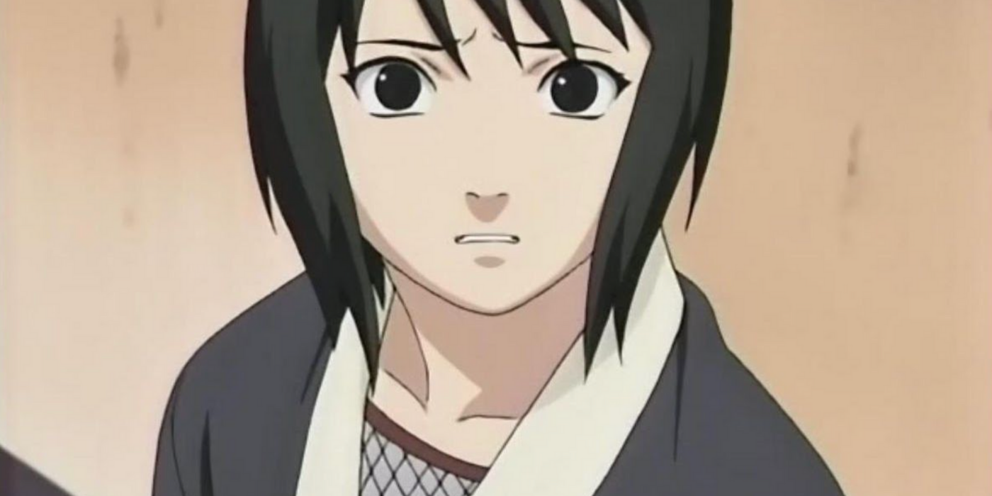 The picture shows Shizune looking nervous and confused