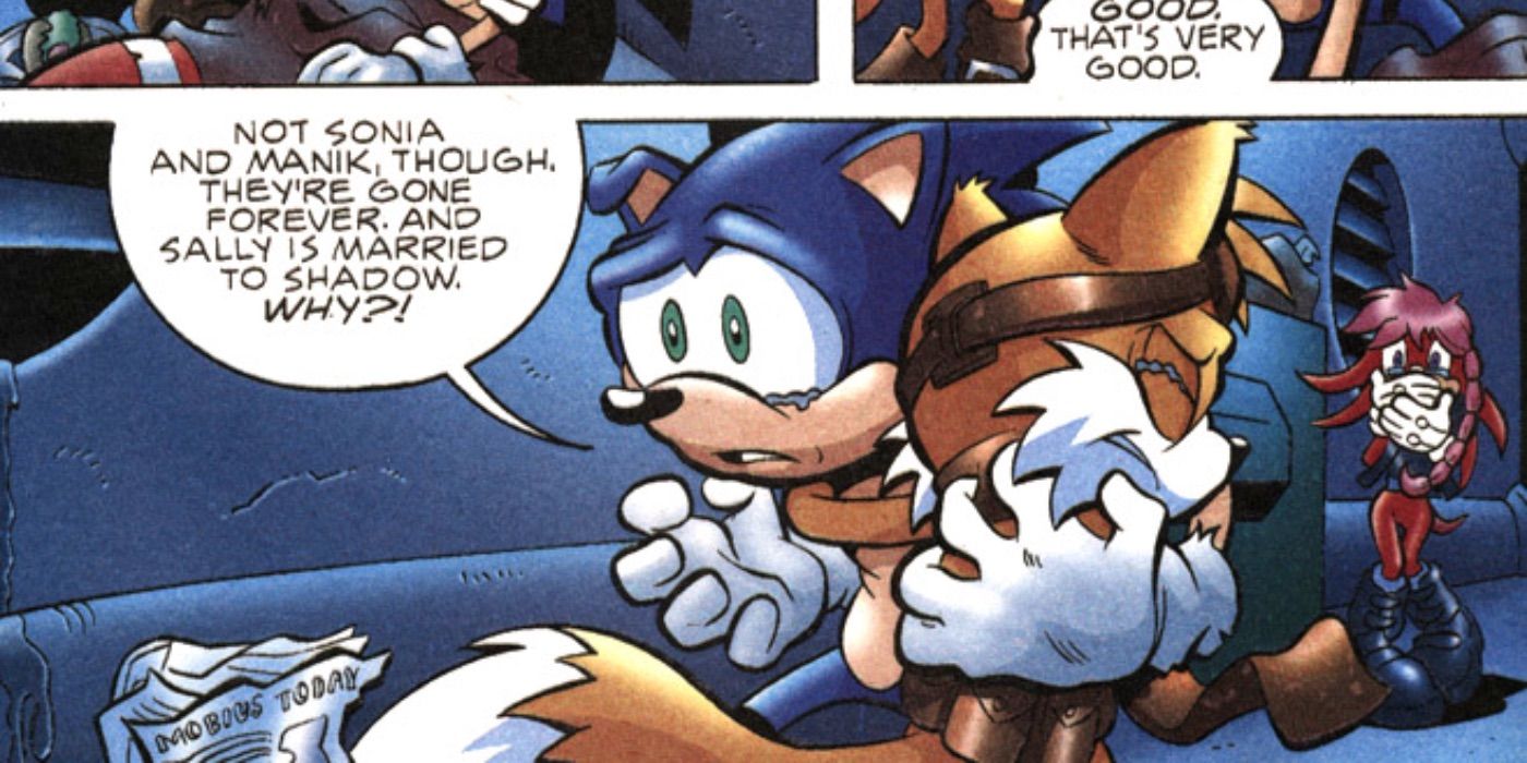 Future Sonic Tails And Lara-Su Hugging Crying Archie Sonic The Hedgehog Comic