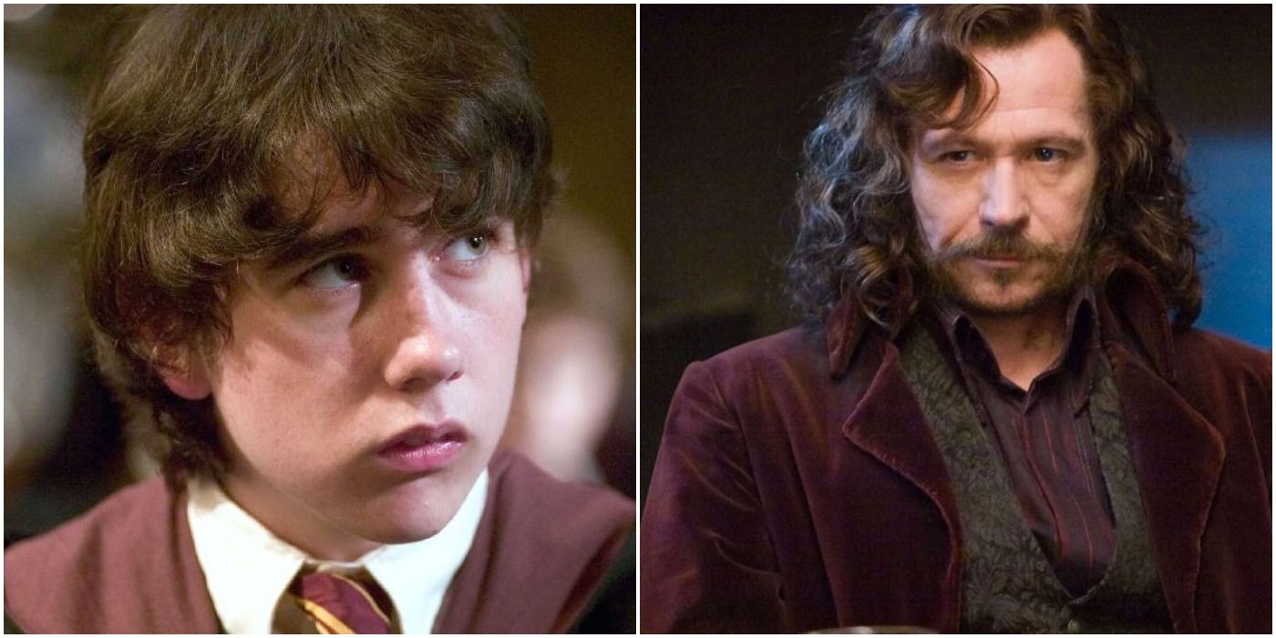a split image of Neville Longbottom and Sirius Black