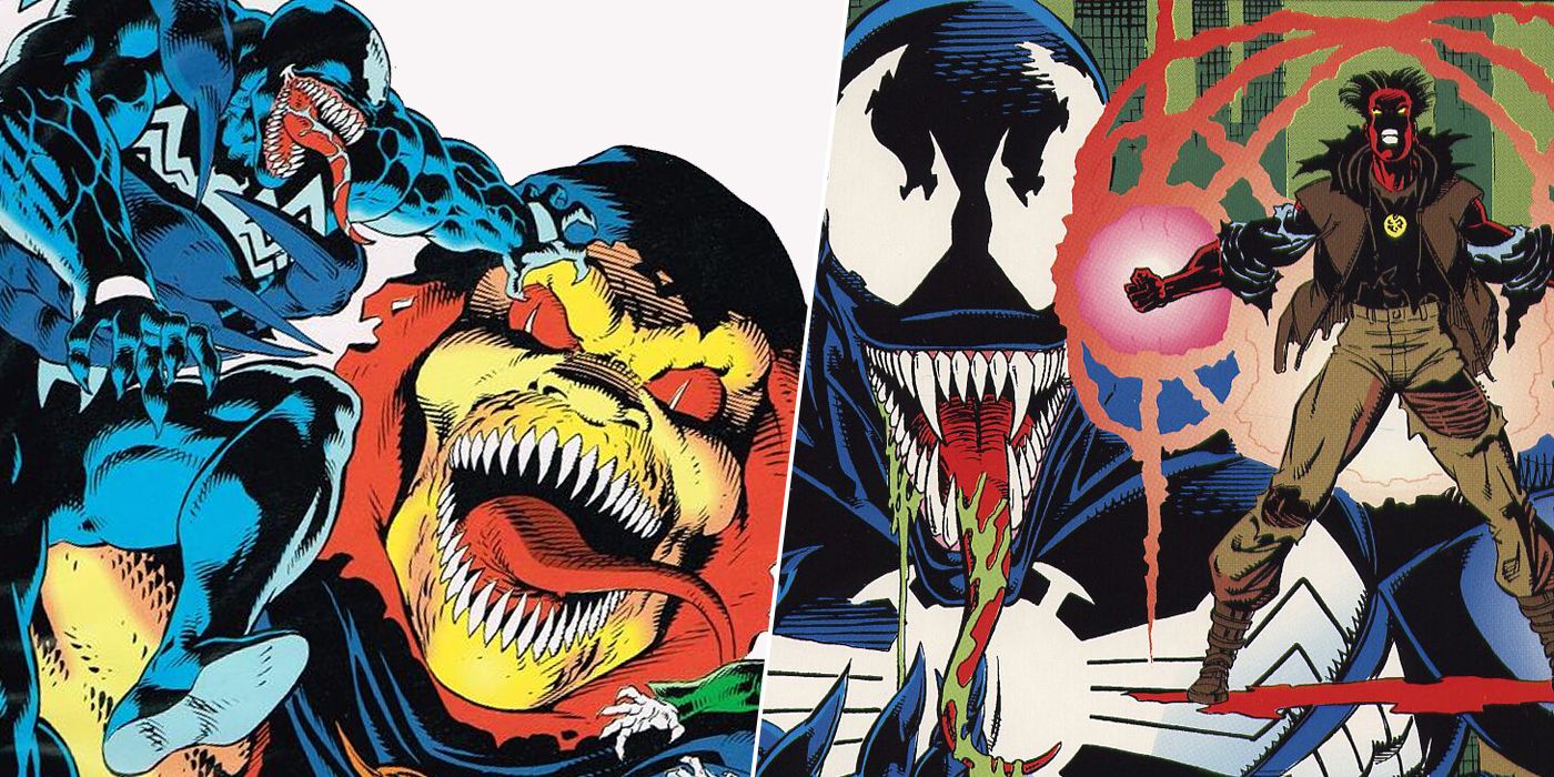 split image with villains and venom