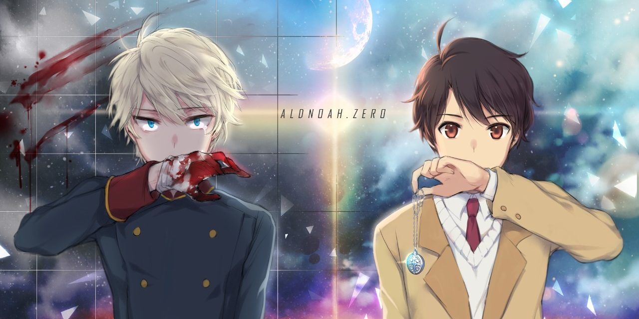 Anime Title Image Of Aldnoah.Zero characters with hands covering their mouths