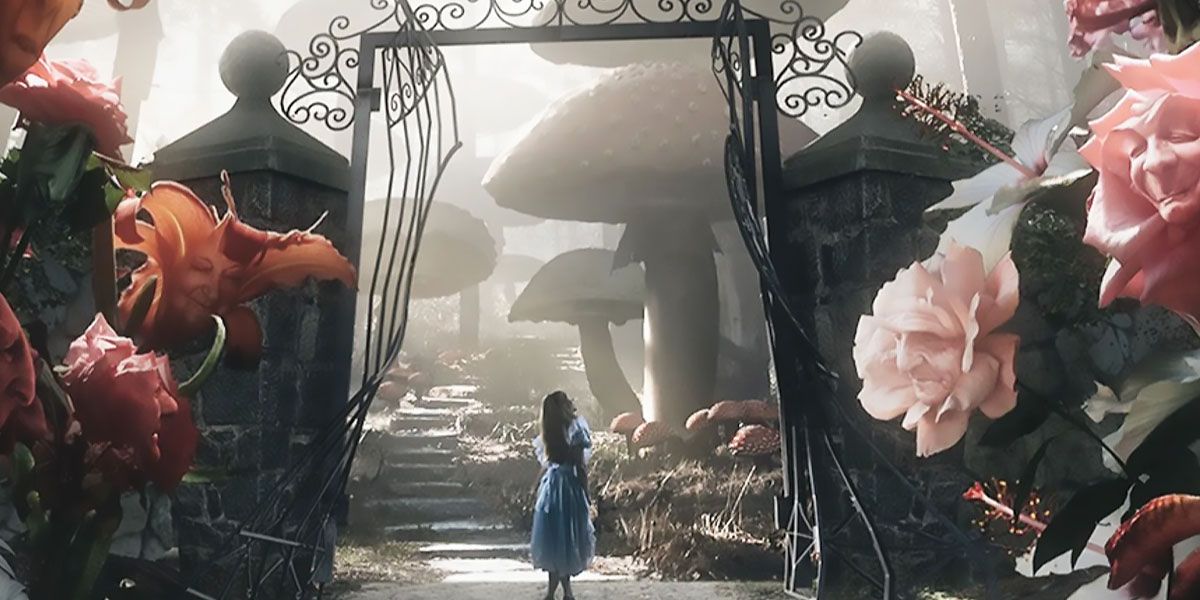 Alice stands at a gate