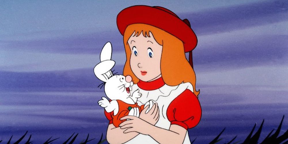 Alice In Wonderland Anime holding the rabbit