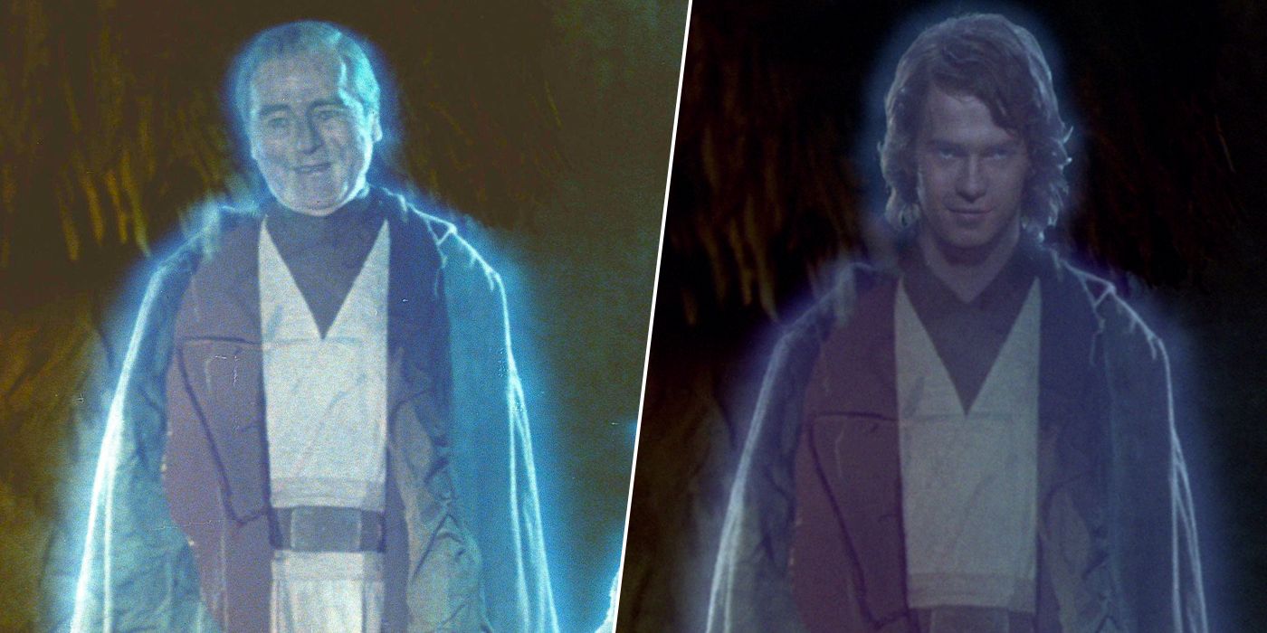 Anakin Skywalker Force Ghost split image comparing original and special edition