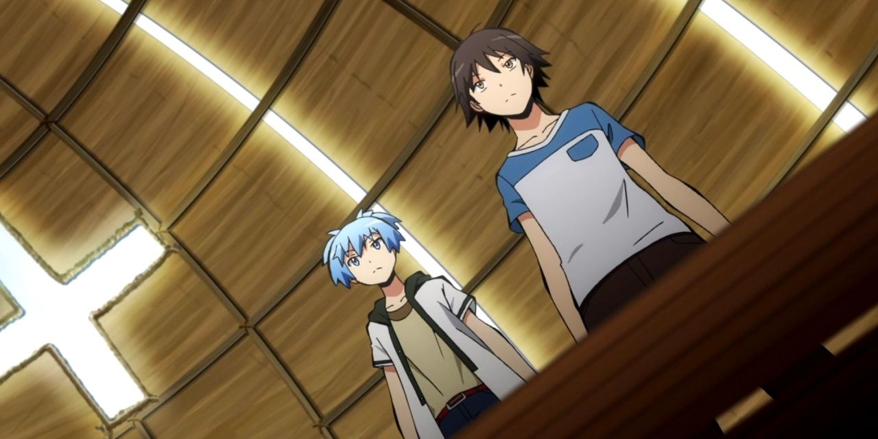 Nagisa And Yuma Standing In The Chapel In Assassination Classroom