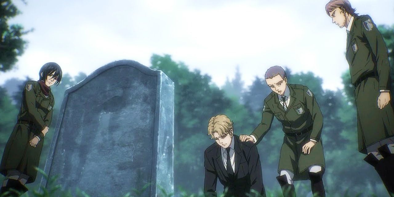 Anime Attack On Titan Niccolo Mourns Sasha Grave