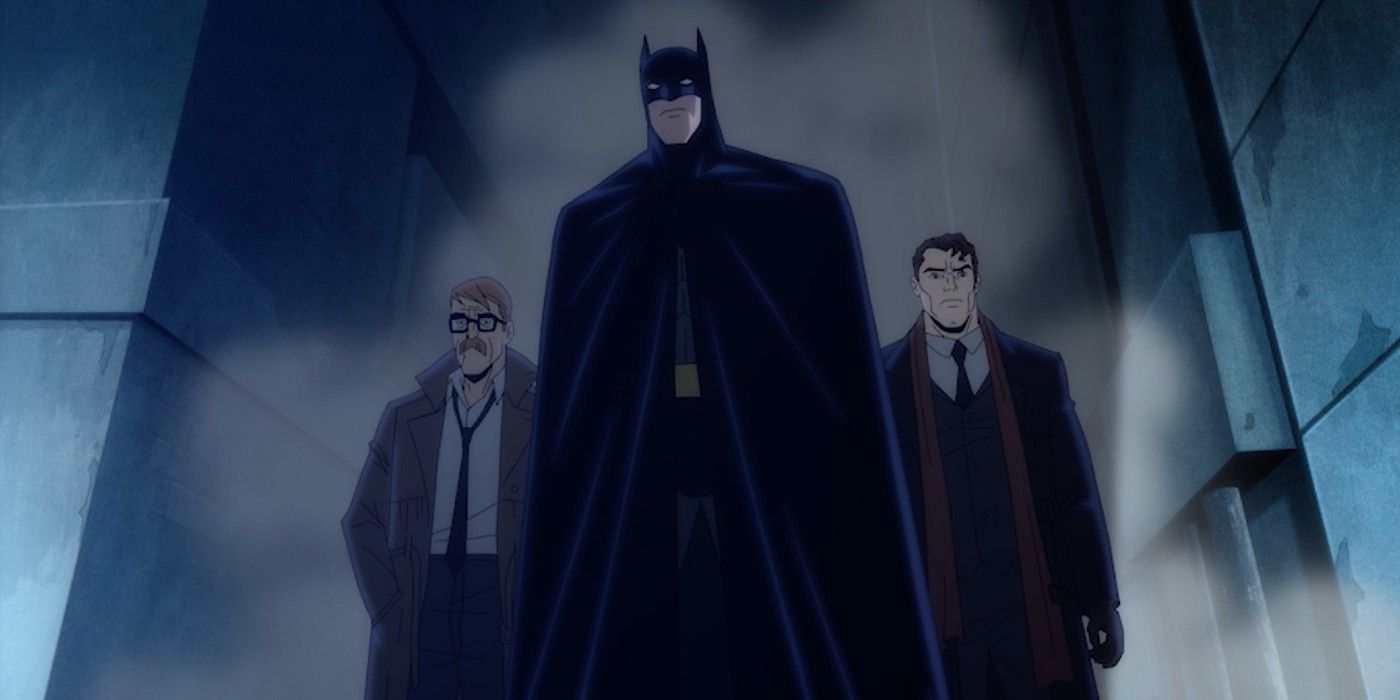 Batman, Commissioner Gordon, and Harvey Dent in Batman: The Long Halloween.