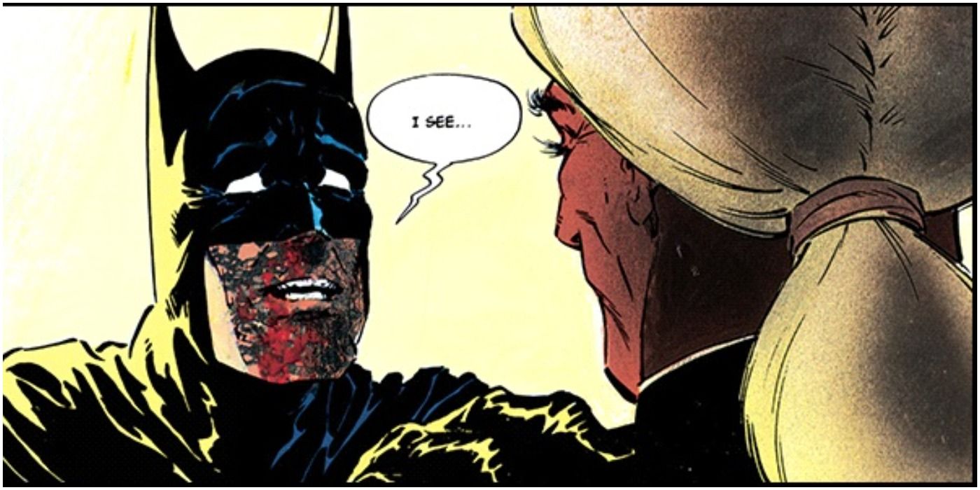 After being tortured and drugged, Batman gives into Deacon Blackfire's influence in Batman: The Cult.