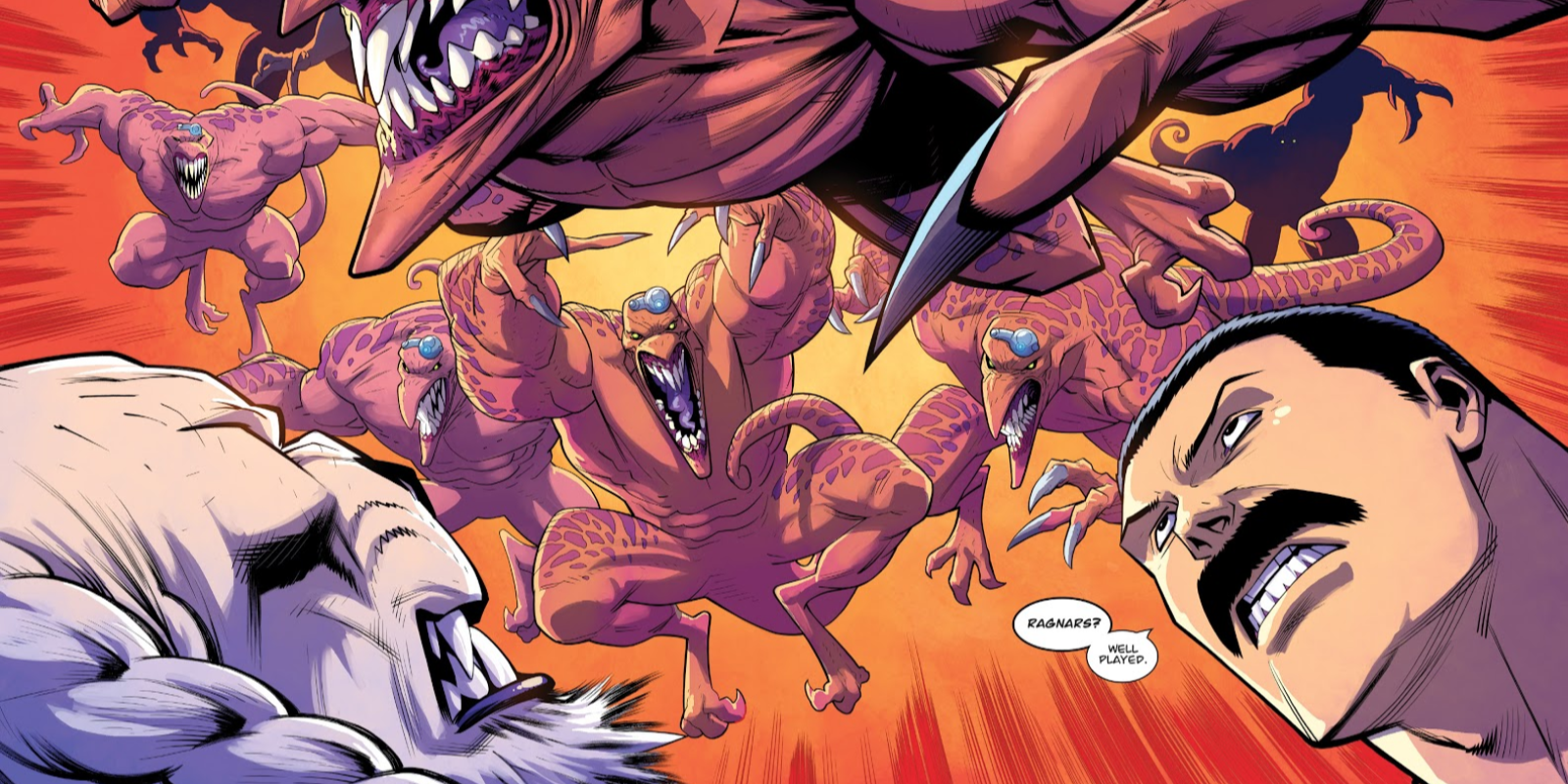 Battle Beast and the Ragnars Fight Thragg In Invincible