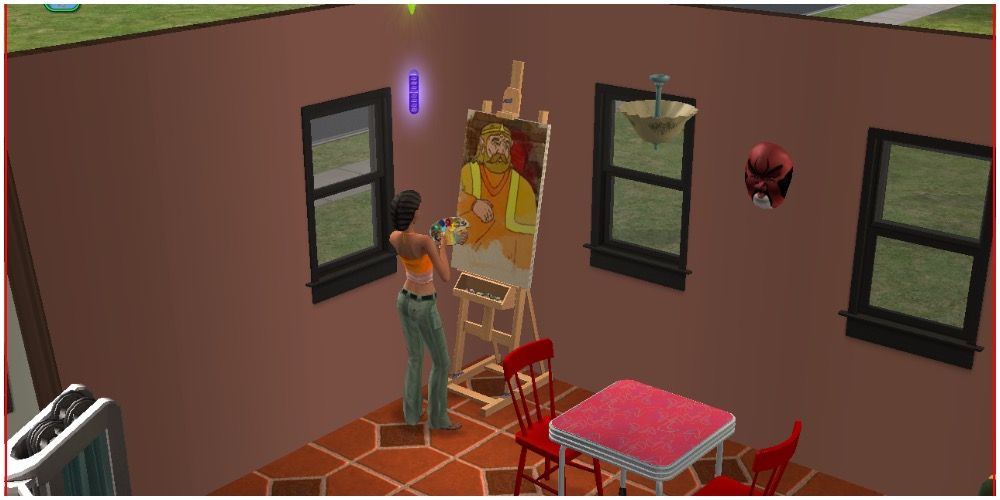 A Sim painting the king of Hyrule