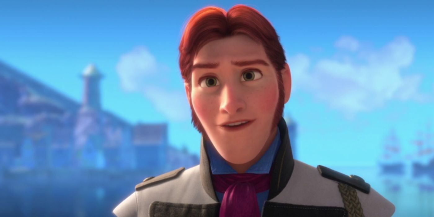 Hans smiles at Anna in Frozen.