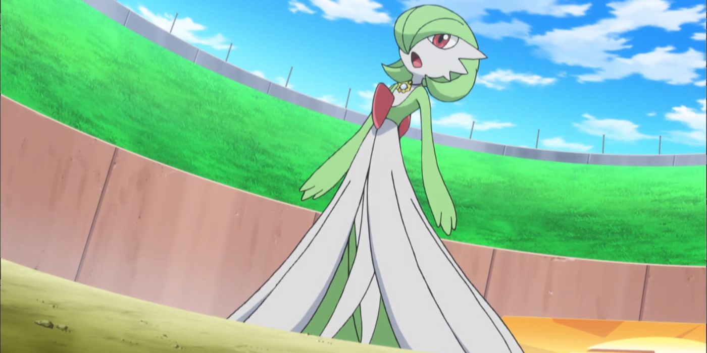 Diantha's Gardevoir about to attack during a gym battle