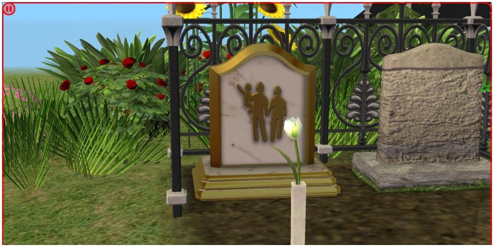 A Sim's family aspiration grave and a normal grave next to it
