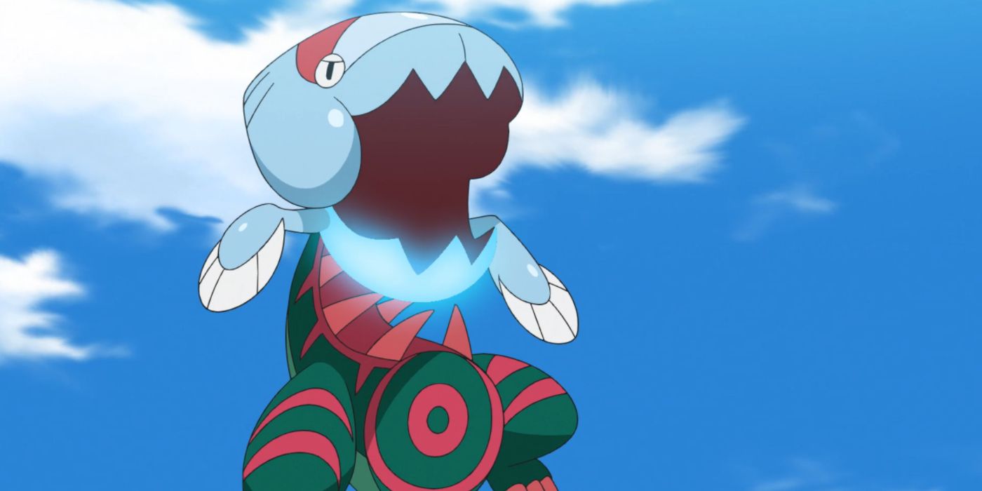 Dracovish using Fishious Rend in the Pokémon anime.