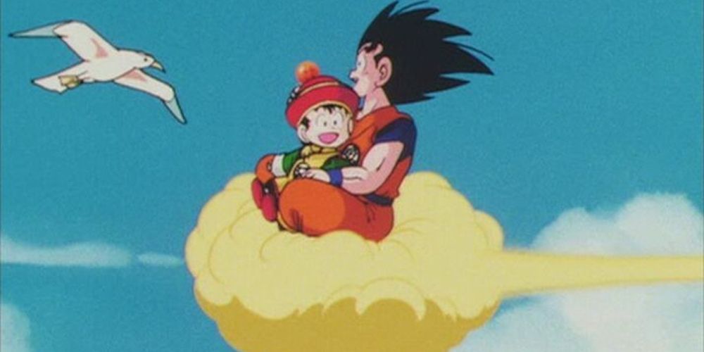 Anime Dragon Ball Z Gohan Rides Nimbus With Goku