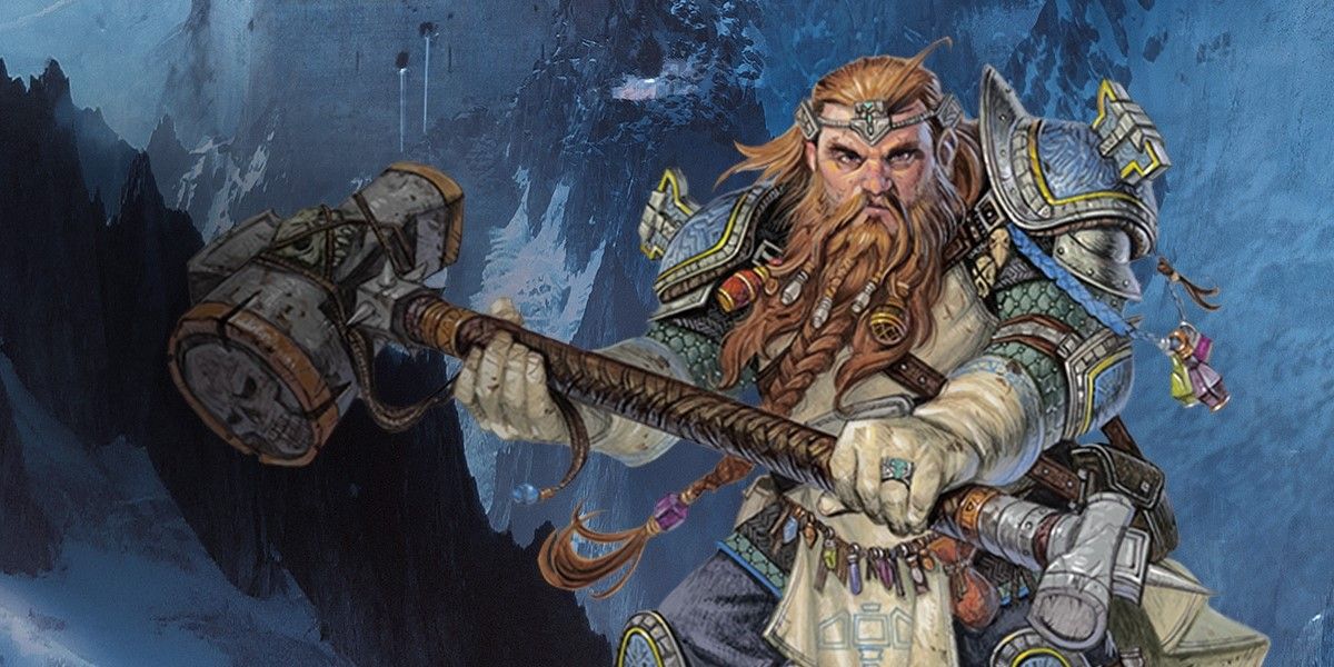 A dwarf cleric from D&D holding a hammer