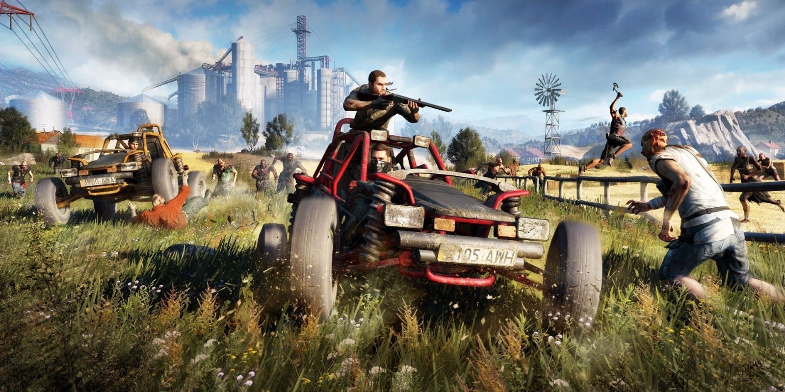 Dying Light players face down zombie hordes in the countryside. 