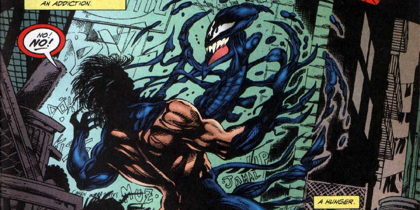 Eddie and the symbiote splitting in Venom The Hunger