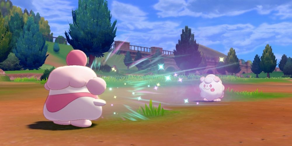 Slurpuff usando Fairy Wind em Pokémon Sword & Shield