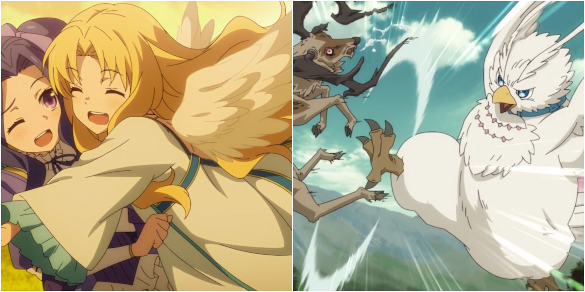Filo Hugging Melty In Human Form And Fighting In Bird Form In The Rising Of The Shield Hero Anime
