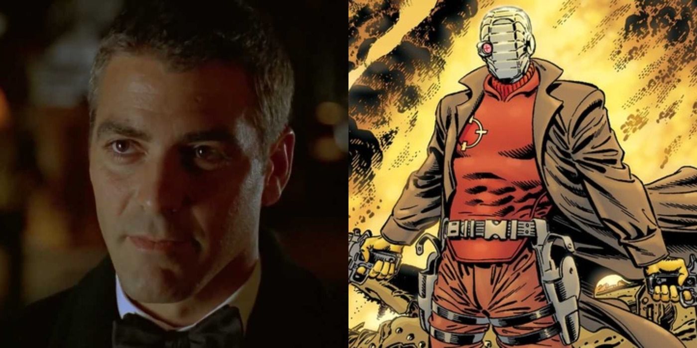 An image of George Clooney as Bruce Wayne/Batman next to an image of anti-hero Deadshot. 