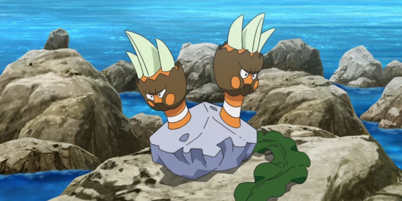 Pokemon Goh'un Binacle on Rocks