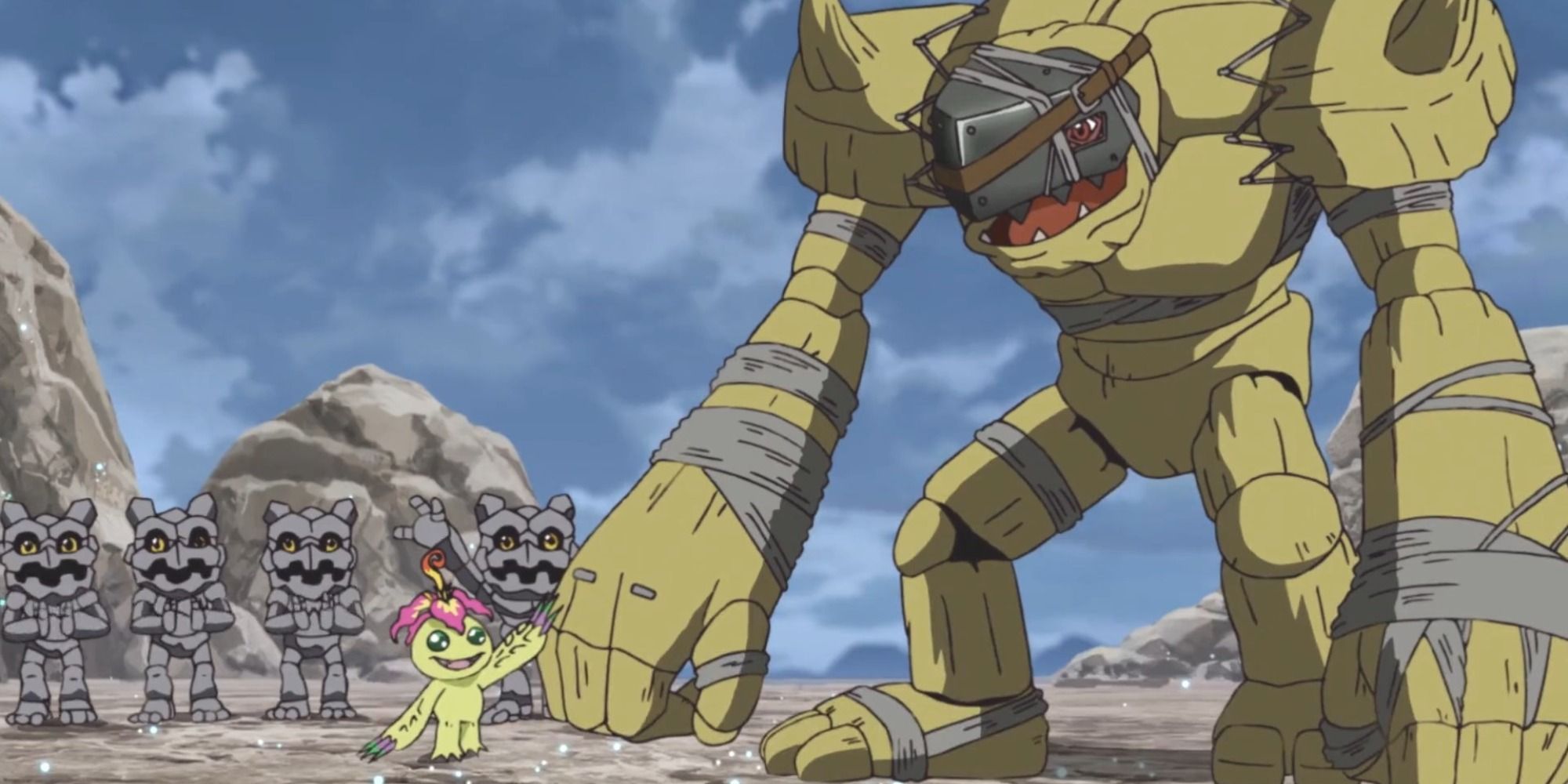 Golemon and Palmon in Digimon Adventure 2020