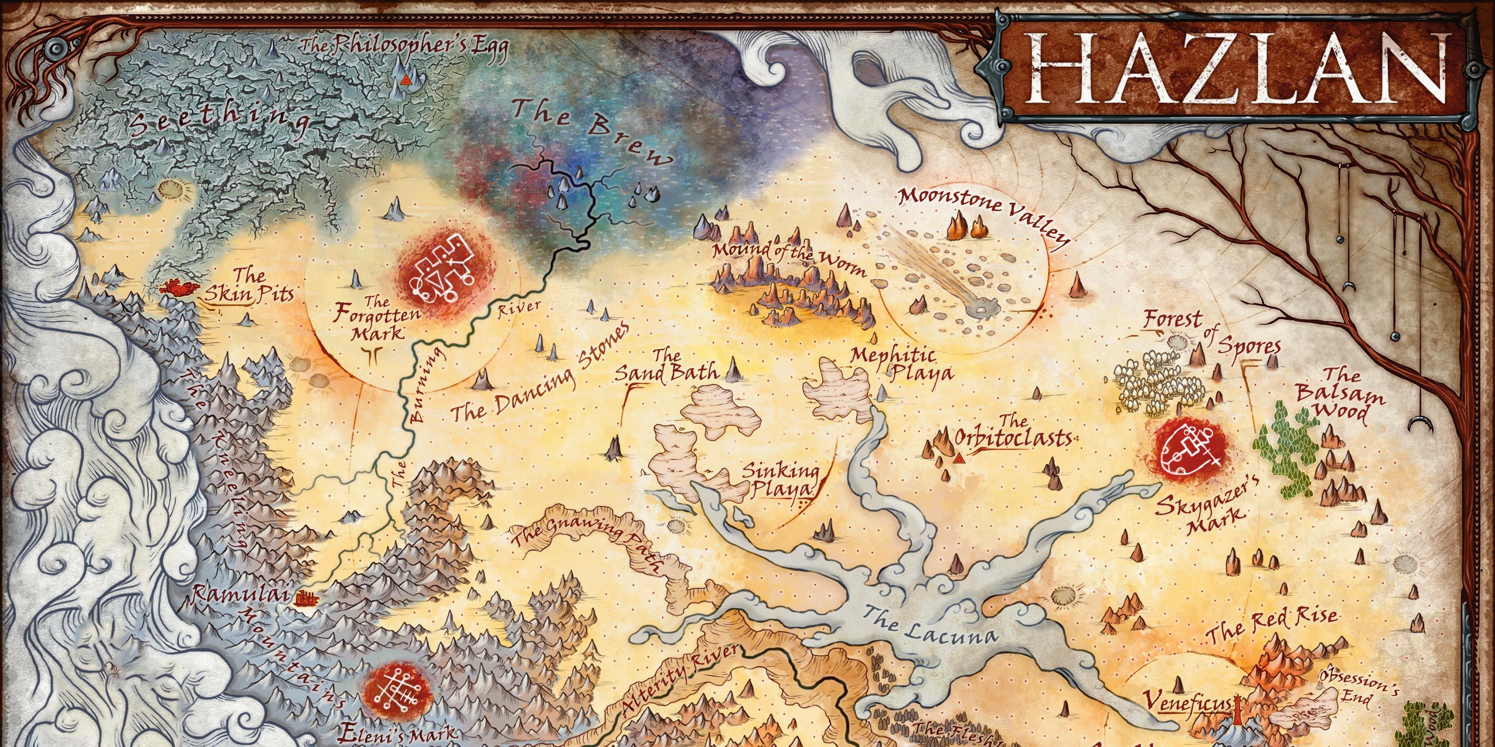 A hand-drawn map of the domain of Hazlan