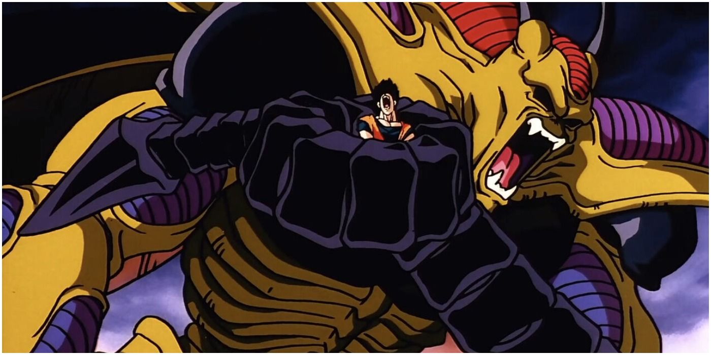 Le géant Hildegarn resserre Gohan dans Dragon Ball Z : Wrath Of The Dragon.