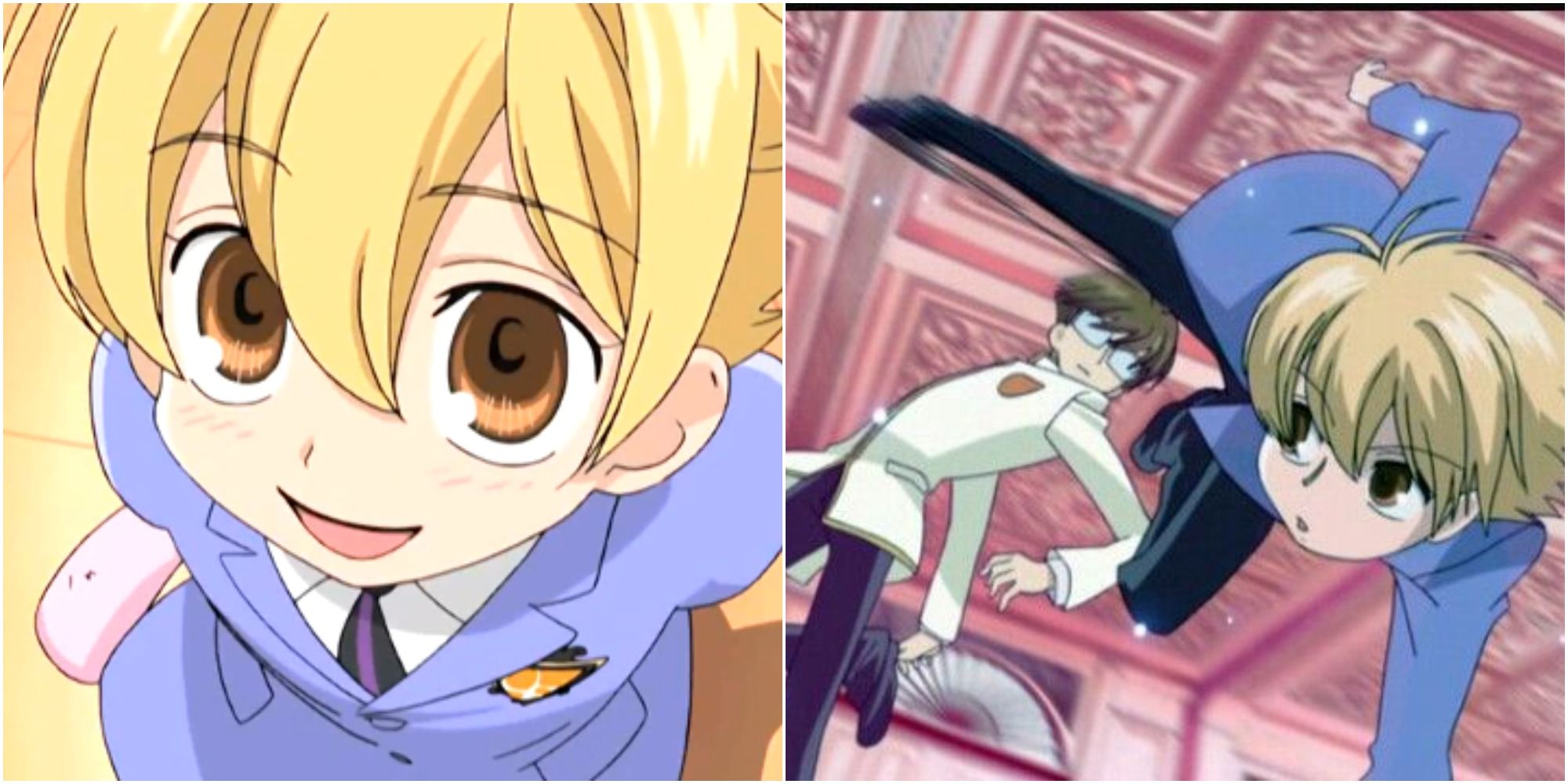 Honey Looking Up And Holding Usa-Chan With Honey Fighting In Ouran High School Host Club