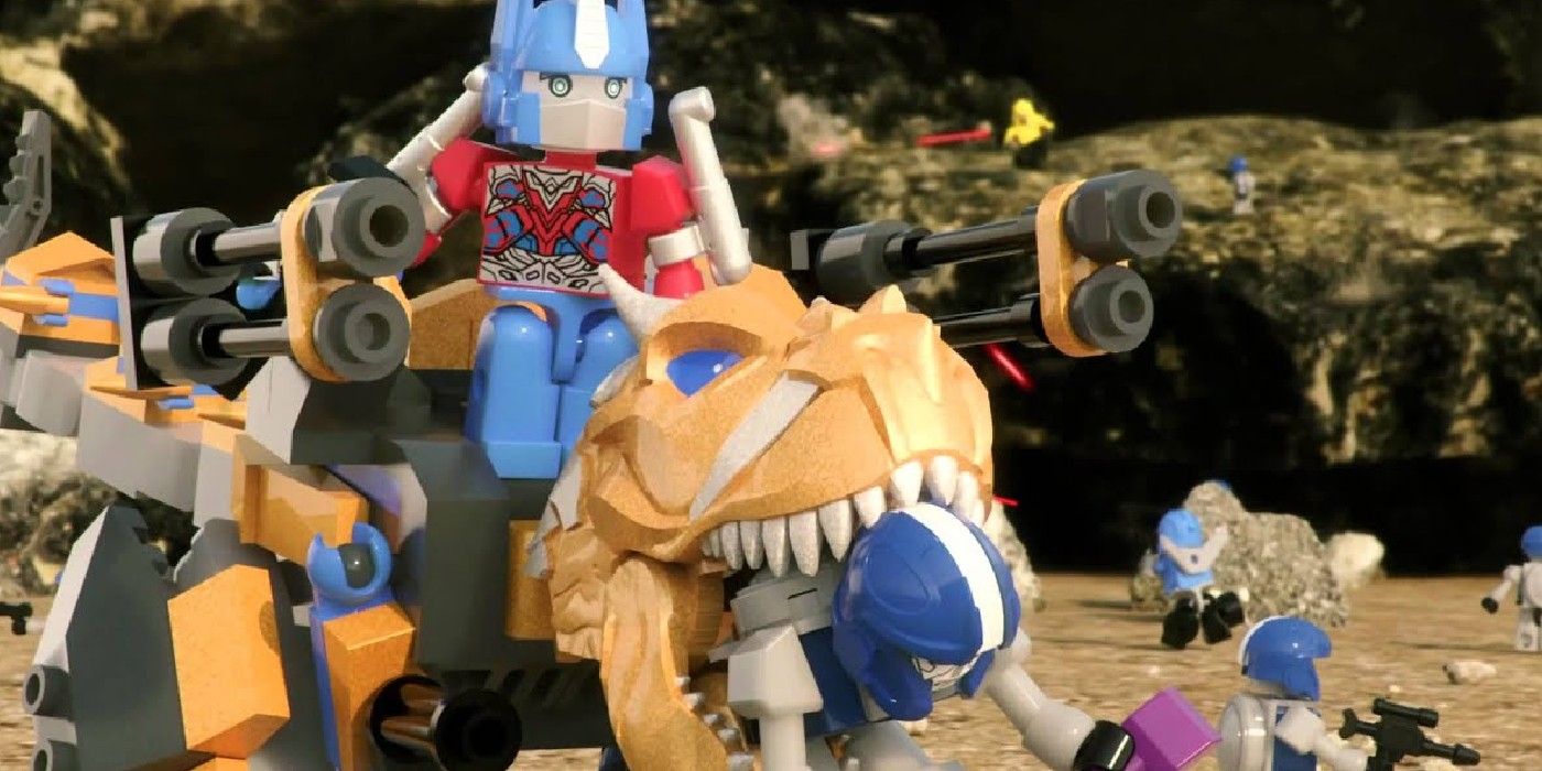 Optimus Prime montando un Dinobot en Kre-O Transformers Dinoforce