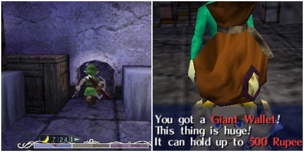 Link Obtains The Giant Wallet In The Skultulla House In Legend Of Zelda Majoras Mask