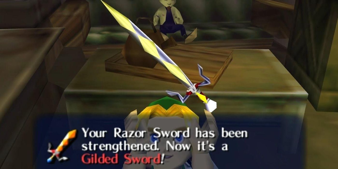 Link Obtains The Gilded Sword In Legend Of Zelda Majoras Mask Game