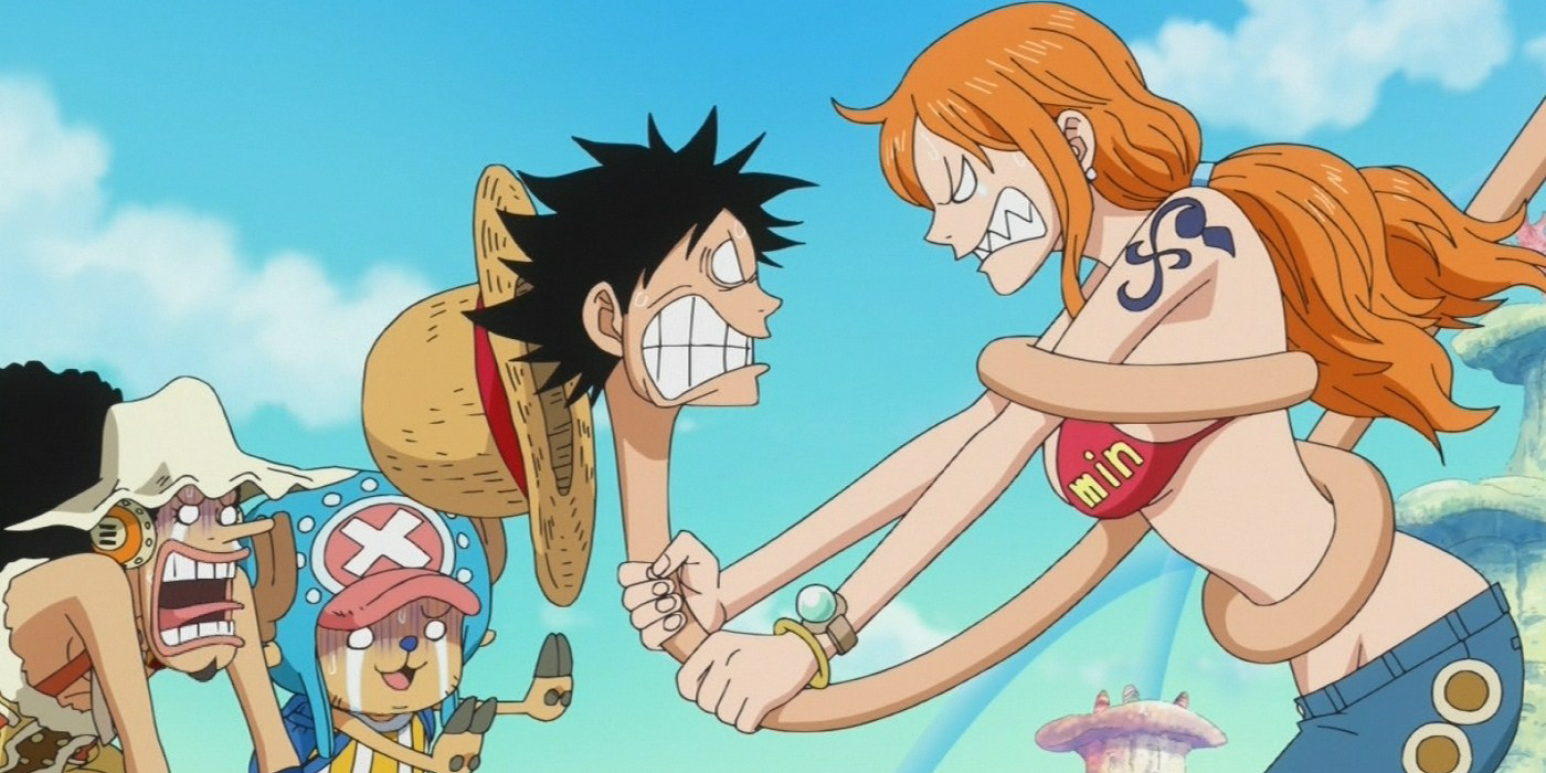 Luffy gets Strangled by Nami in One Piece
