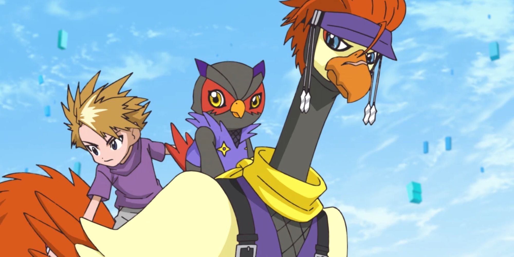 Anime Matt, Falcomon, Peckmon in Digimon Adventure 2020