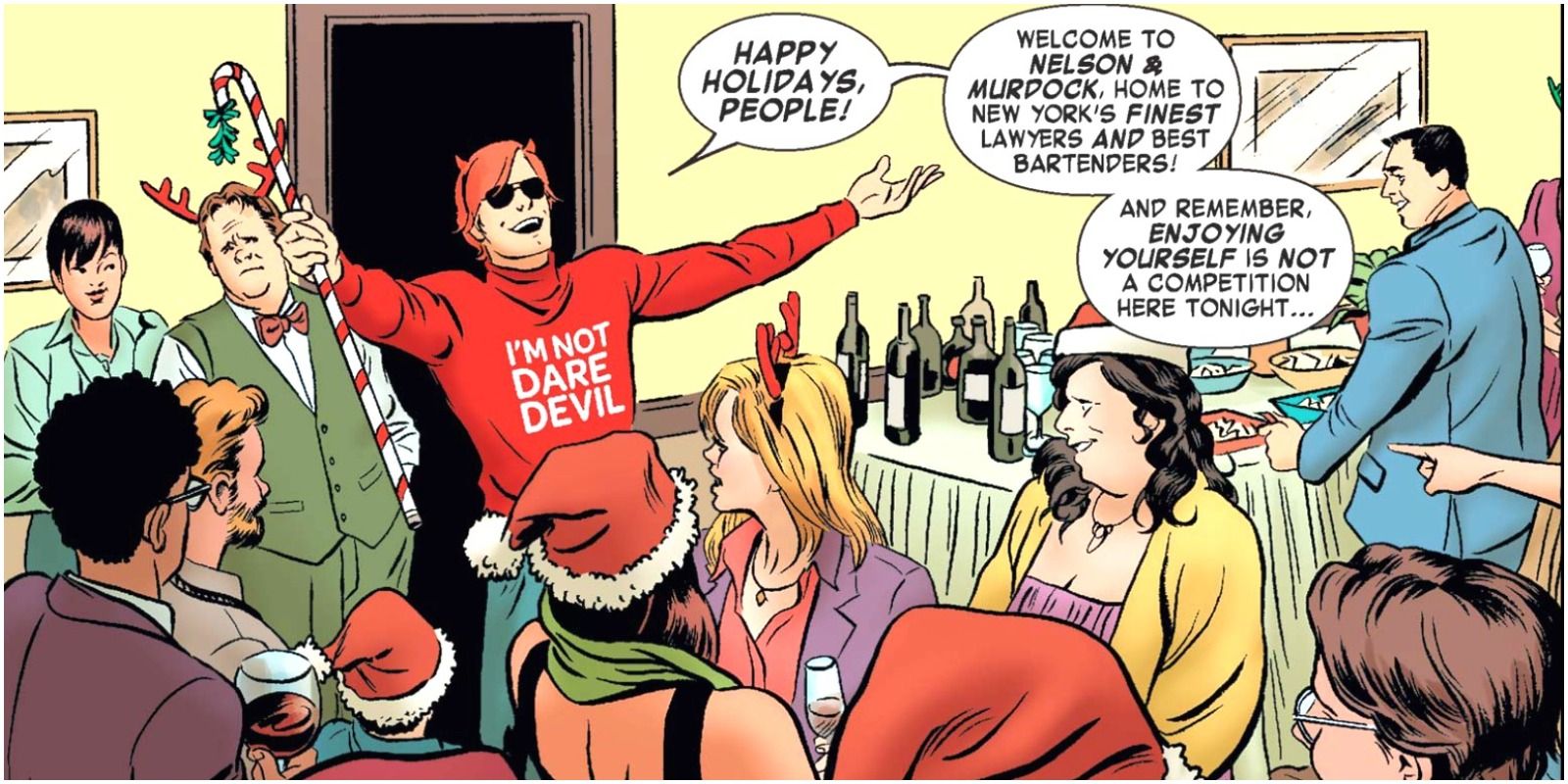 Matt Murdock pretending to be Daredevil at Christmas Party from Marvel Comics