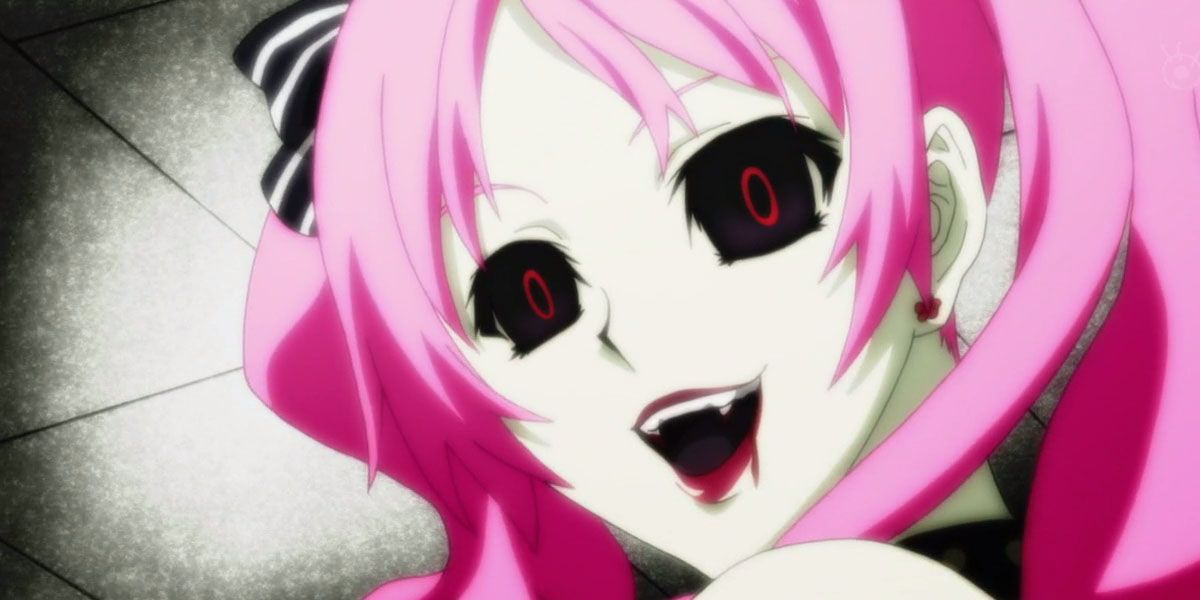 Megumi smiles after being turned into a vampire in Shiki