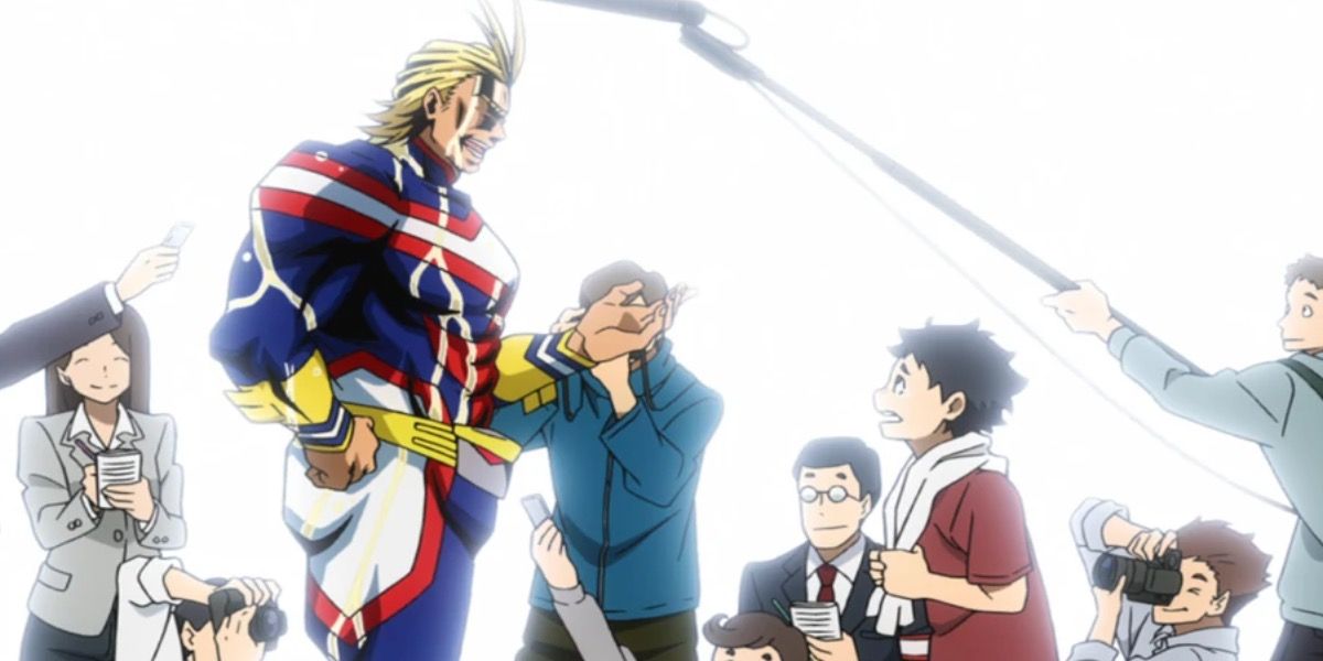 My Hero Academia All Might — with news reporters